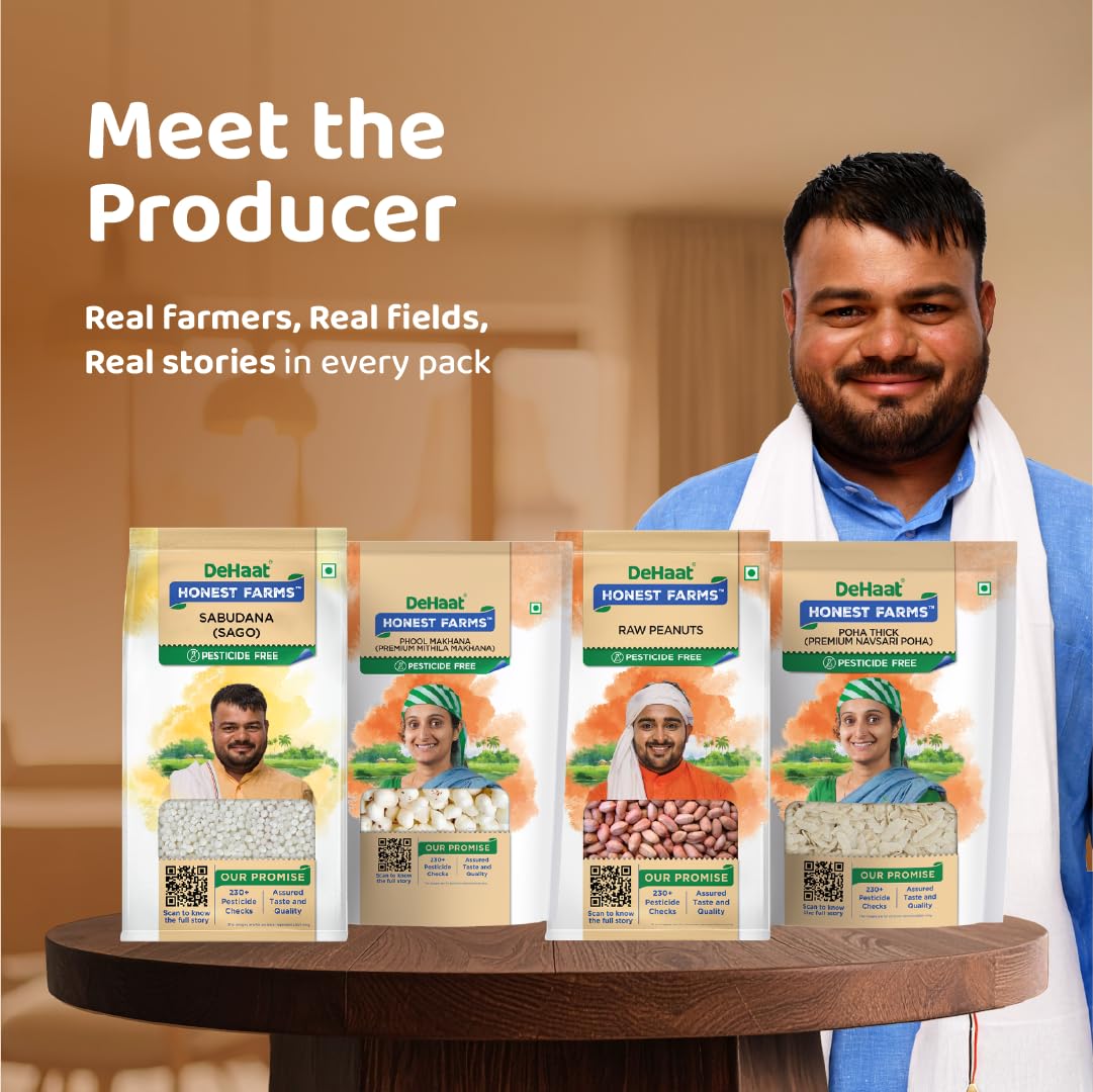 DeHaat Honest Farms | Pesticide-Free | Phool Makhana Premium Mithila Makhana 200g | Festive Special | Unflavoured | Vrat Friendly | Fasting Special | Naturally Contains Protein