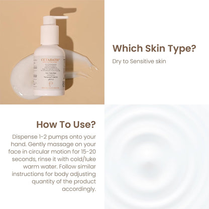 PERSONAL TOUCH SKINCARE Cetabath - Cleanser For Sensitive, Dry & Acne-Prone Skin with Glycerin, Betaine, Niacinamide & Sodiui Cocoyl Isethionate, 100ml