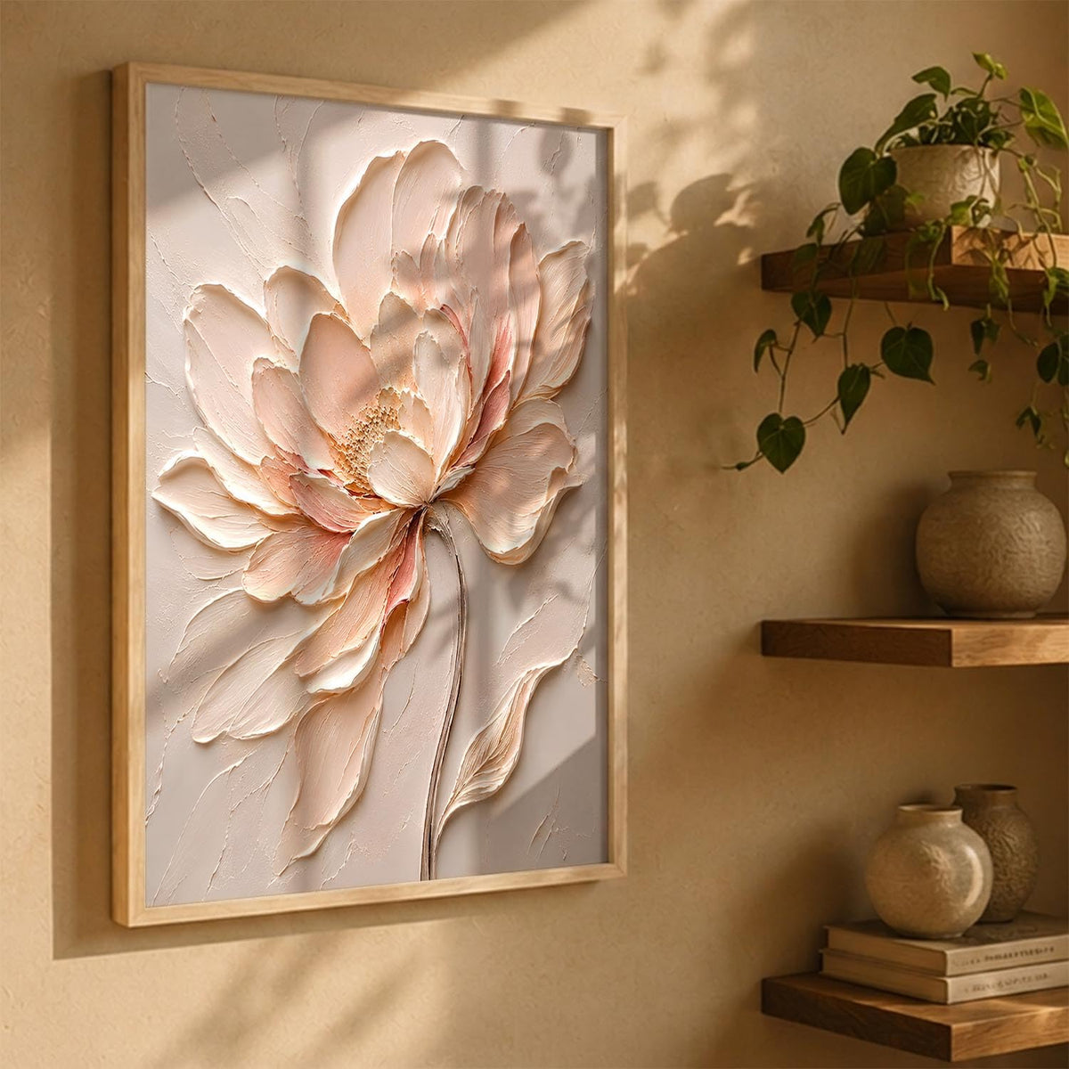 Floral Art Home Decoration Painting | Floral Painting With Frame For Living Room Bed Room Hotel Wall Decor Digital Reprint (14X20 inch)