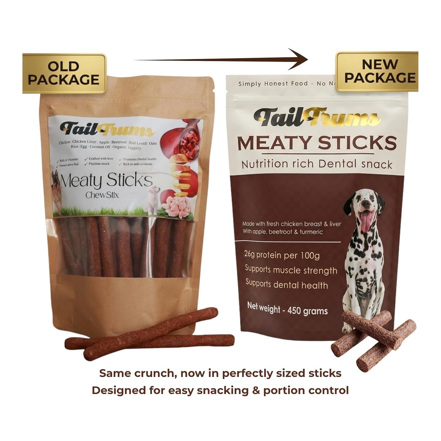 TailTrums Dog Chicken Meaty Sticks | Tailtrums Dog Sticks 900g | Healthy Dog Food | Freshly Baked Dog Treats | All Natural & Preservative Free | Dog Dental Stick | Human-Grade Ingredients | All Breeds |