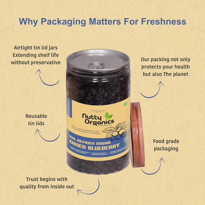 Nutty Organics No Refined Sugar Dried Blueberry, 100Gram, No Additives, 100% Pure & Healthy Snack For All Age (Dried Fruit)