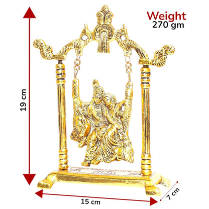 KridayKraft Radha Krishna on Swing jhula Metal Statue Gold Plated Decor Your Home,Office & Radha Krishna Murti,Showpiece Figurines,Religious Article...