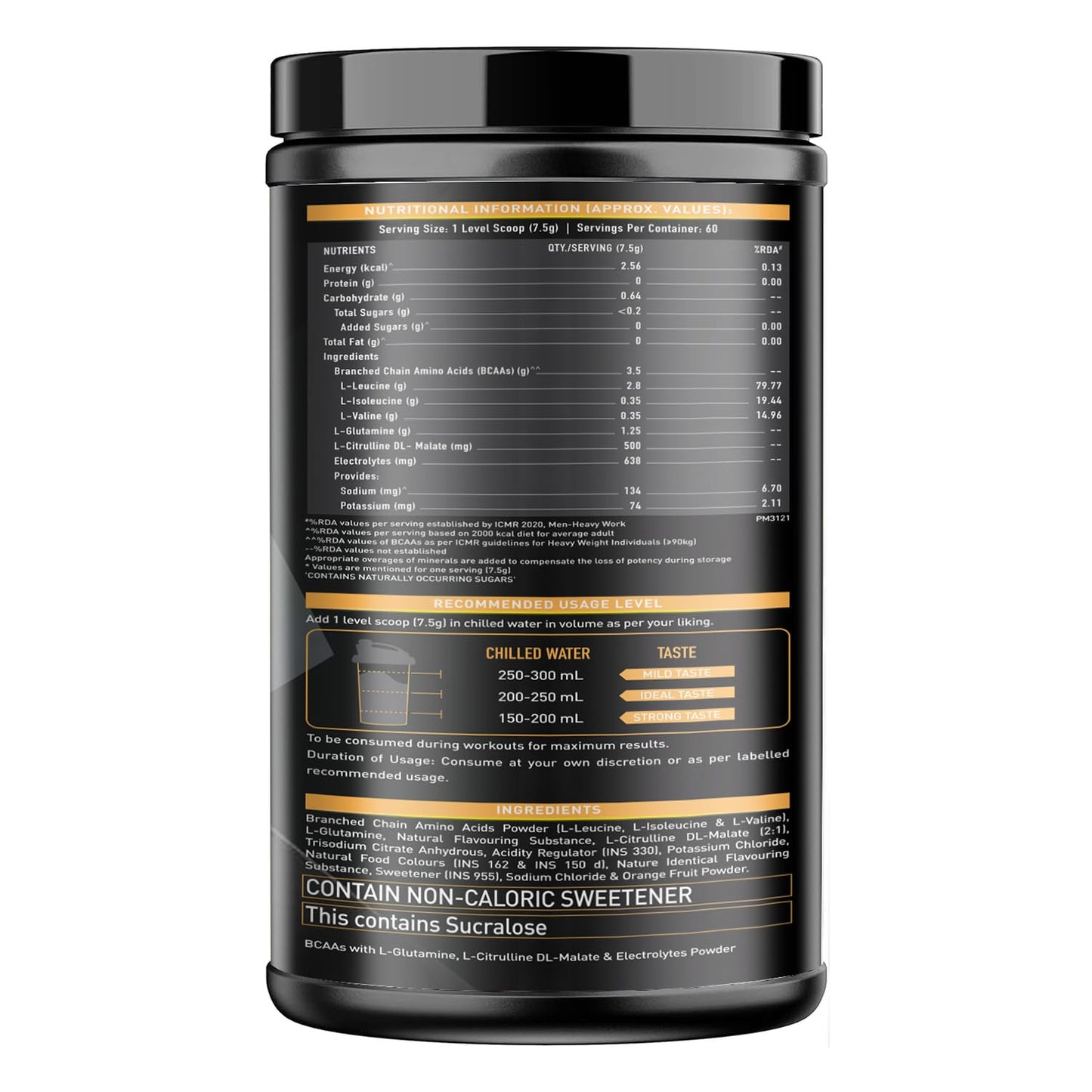 MuscleBlaze BCAA Gold 8:1:1 (450g, 60 Servings) | With Higher Leucine, Electrolytes & Glutamine