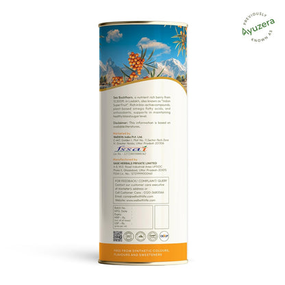 Wellwith by Ayuzera Natural Himalayan Sea Buckthorn Pulp 300ml | Cold Pressed Nutrient Rich Juice | Loaded with Vitamin C, Omega 3 6 7 9 & Antioxidants | For Skin, Immunity & Digestive Health