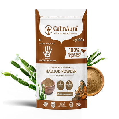 CalmAura Hadjod Powder Cissus Quadrangularis | Ayurvedic Bone Strength & Fracture Recovery Supplement | Joint Pain Relief & Ligament Support | Natural Calcium Herbal Powder 100g