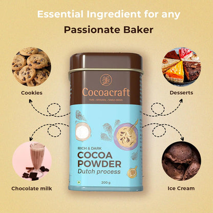 Natural & Dutch Process Cocoa Powder (200g, Unsweetened Dark Cocoa)