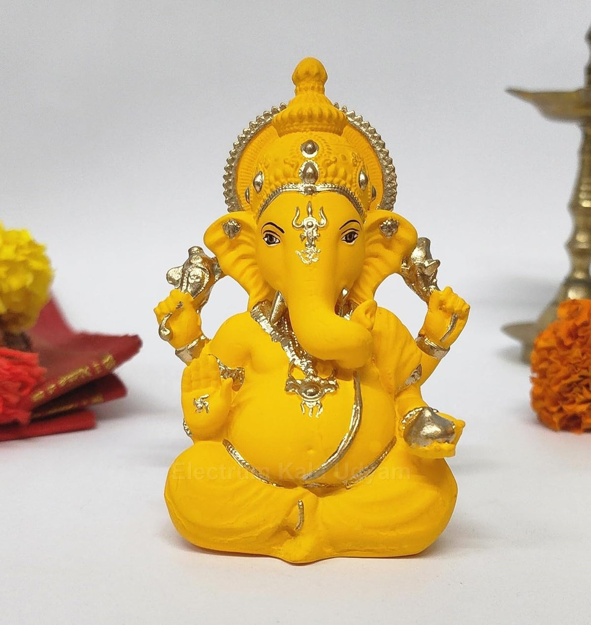 Mango Terracotta Vinayagar Ganesha Idol Perfect for Car Dashboard, Office Desk, Home Decor, and Gifting | (MANGOTERRVINAYAGAR 4")