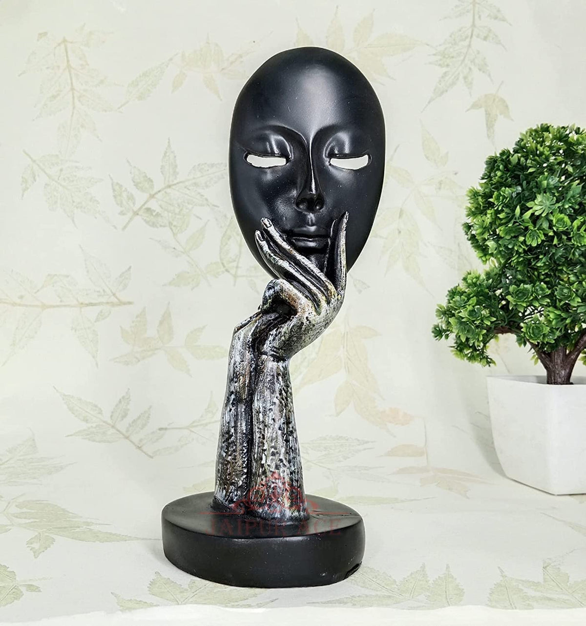 Face Lady Polyresin Piece Statue And Artifacts For Home Decor, Living Room, Wall Decoration Polyresin Showpiece For Gifting, Interiors (Face Lady Black, 5 Cm, 5 Cm)