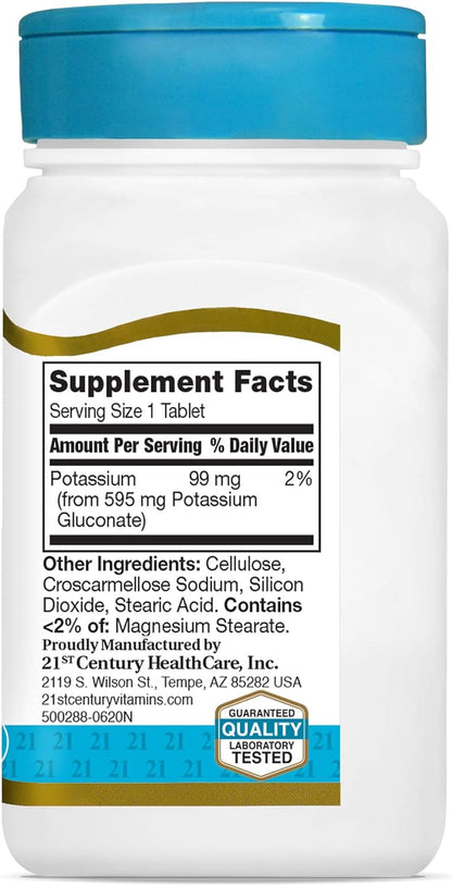 21st Century Potassium Gluconate, 595 mg, 110 Tablets