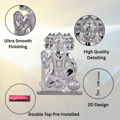 Shree Panchmukhi Hanuman Ji Idol for Car Dashboard – Silver Finish Bajrangbali Murti Divine Protection Symbol for Car & Temple (S973-SLVR)