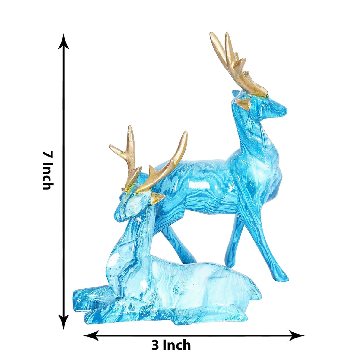 Deer Showpiece For Home Decor & Hiran Showpiece For Office Table Decorative Figurines (Set Of 2, Black) (Blue)