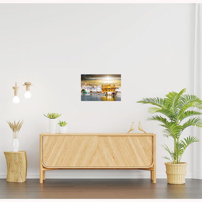 Golden Temple Paintings for Living room, Golden Temple Poster Big Size with Sparkle Coated Lamination - 2495 (Self Adhesive) 18x24 Inch