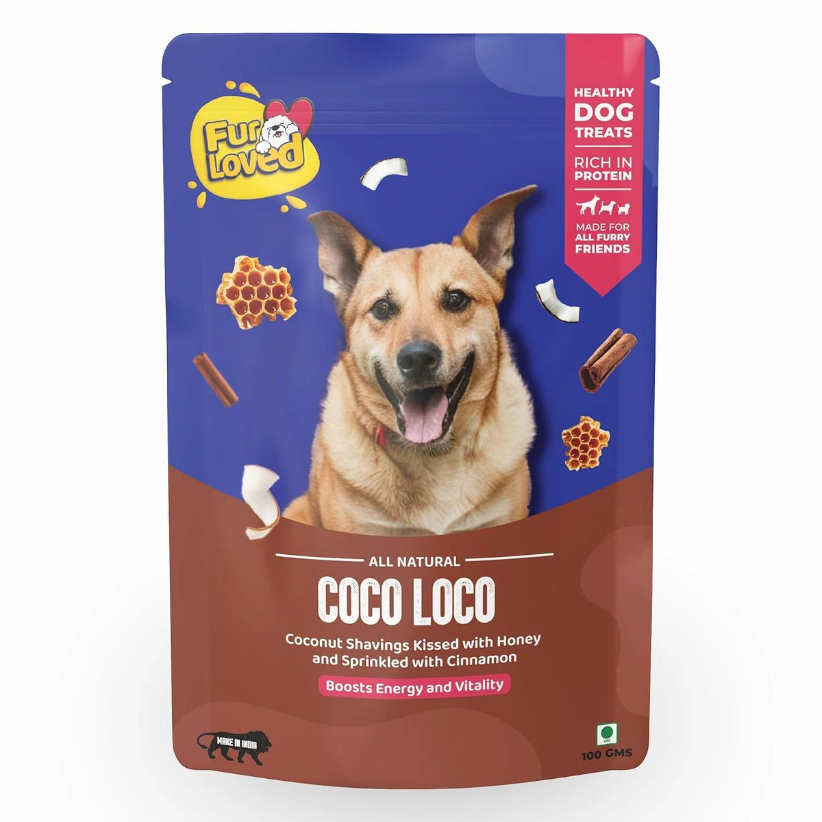 Fur Loved Coco Loco | Natural Coconut Dog Treats with Honey & Cinnamon (30 GM)|Pack_1|