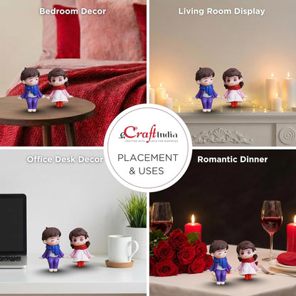 eCraftIndia Valentine Gift for Girlfriend Boyfriend| Plastic Cute Boy Girl Sitting Couple Statue Decorative Showpiece | Valentine Day Gift for Husband Wife Her Him | Valentine Day Decoration Items
