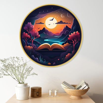 nature scenery Abstract modern art Premium Sparkle lamination Golden Slim Frame 50.8 cm x 50.8 cm Large Size, For Home/Office/Hotel painting GRL-31