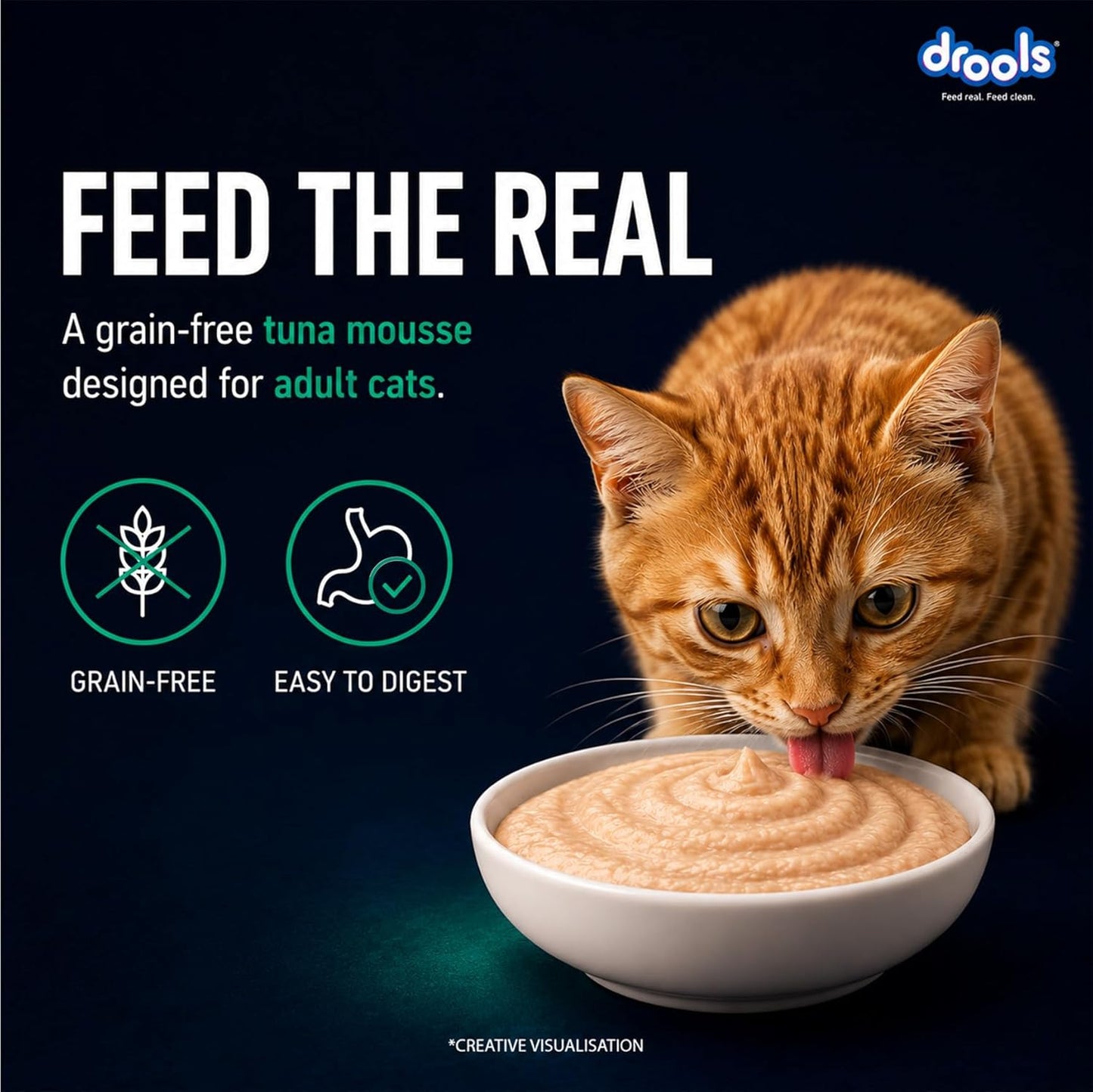 Drools Adult Cat Wet Mousse 80g Pack of 5, 400g | Tuna Flavour | Rich in Protein | Promotes Hydration & Easy to Digest | No Artificial Flavours | Packed with Essential Vitamins & Antioxidants