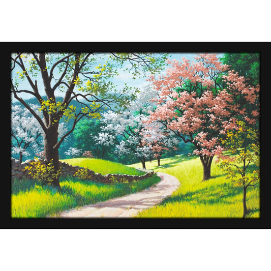 Tree Scenery Painting Aesthetic Hanging Photo Frame Decorative Item Home Decoration and Wall Decor for Living Room and Bedroom (MM 1597, 30.5L x 20.3W cm, Paper, With Plexi Glass)