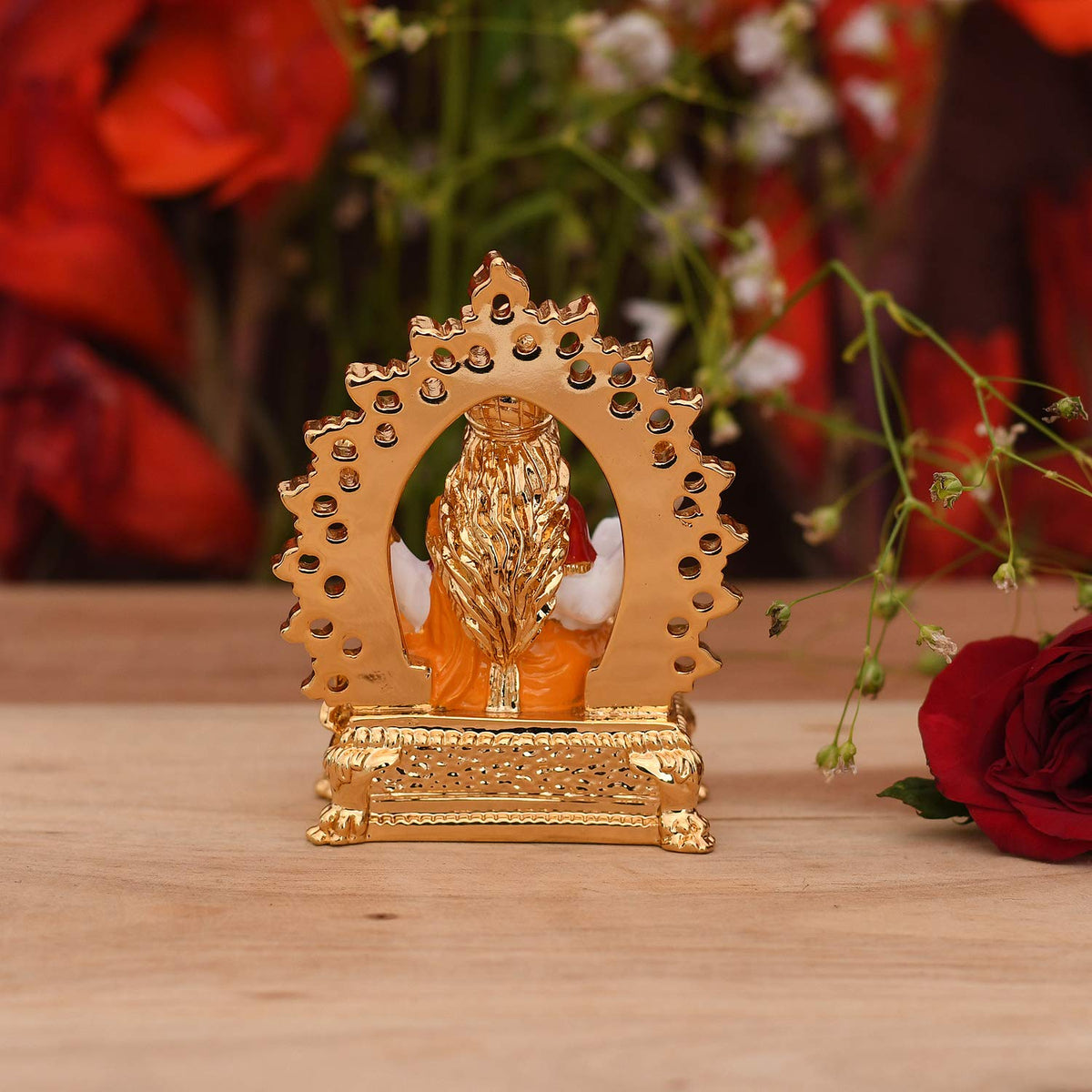 Ceramic Lakshmi Idol, 3.5 x 2.5 x 1.5 Inches, Gold & White, (Model: LMAS110)