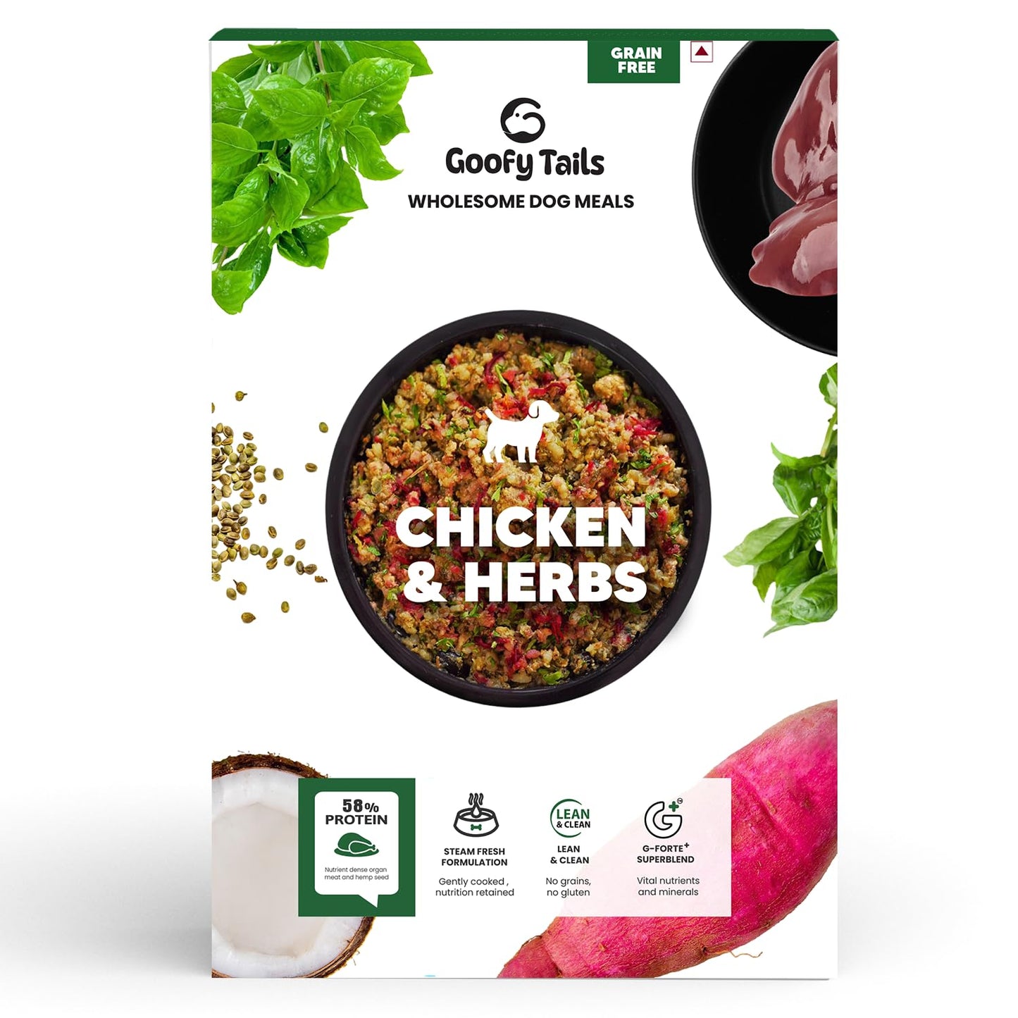 Goofy Tails Chicken & Herbs Wet Dog Food 100g (100g x 1 Pack) Wholesome, Human Grade, Preservative Free, Grain & Gluten Free, Taste Booster & Food Topper