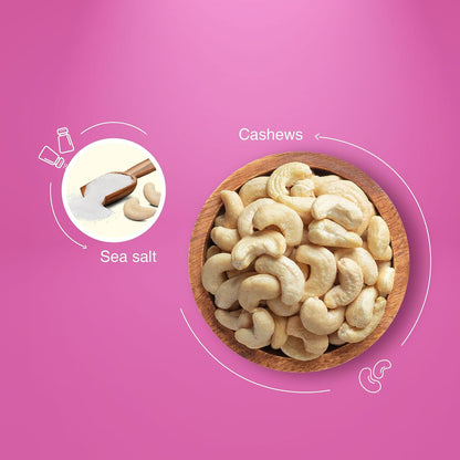 Pureheart Nutreat Roasted Salted Cashews, Flavourful & Crunchy Snack | Premium Salted Whole Cashew Nuts/Kaju Dry Fruit | Rich in Protein & Fiber | No Artificial Colors, Flavors, Preservatives
