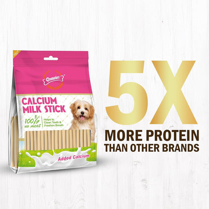 Gnawlers Dog Calcium Milk Sticks with Whey Protein, Added Calcium, Helps Clean Teeth & Freshen Breath, Pack of 1