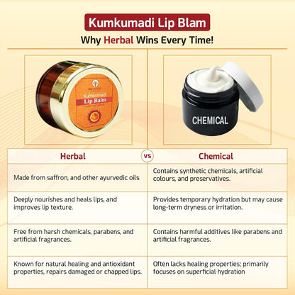 WE HERBAL Kumkumadi Lip Balm 8gm, Ayurvedic Lip Brightening & Lightening Balm for Dark Lips, Moisturising Lip Care with Shea Butter, Almond Oil & Kumkumadi Tailam, ChemicalFree