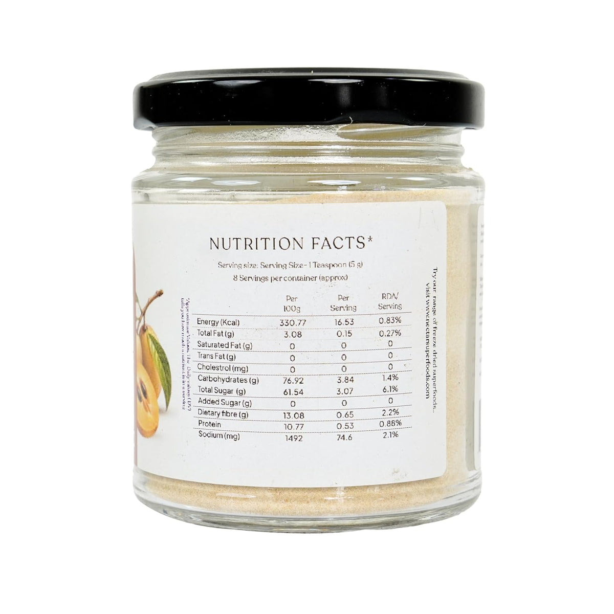Nectar Superfoods Freeze Dried Sapota (Chikoo) Powder- 100 grams Jar- Pack of 1 Nos 100% Natural | No Added Sugar, Preservative-Free & Vegan | Processed in India