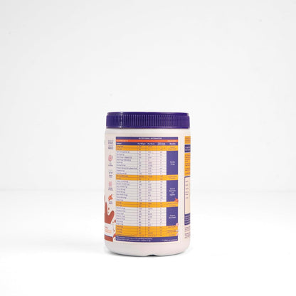Nutritional supplement container with label on a white background