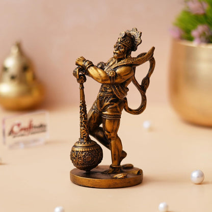 Golden Resin Hanuman Ji Murti with Gada | Lord Hanuman Idol for Car Dashboard Home Office Hanuman Statue Hanuman Murti Gift for Diwali Hanuman Jayanti Ram Navami Housewarming Birthday