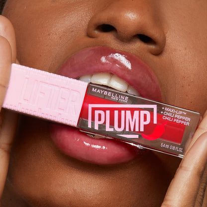 Maybelline New York Lifter Plump, Plumping Lip Gloss, Hot Chili | 30% Instantly Plumper Look