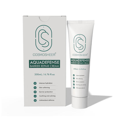 AquaDefense Barrier Repair Cream with Shea Butter, Glycerin & Vitamin E, 48-Hour Hydration & Skin Barrier Support, Lightweight Moisturizer for Dry & Sensitive Skin, 200 mL