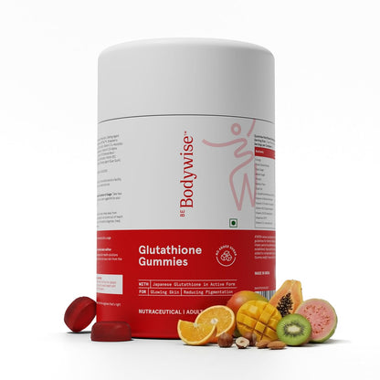 Be Bodywise Glutathione Gummies for Clear Radiant Skin | Reduces Pigmentation, Enhances Radiance, Protects Against Pollution & UV Damage | L Glutathione Gummies 250 Mg With Vitamin C | Antioxidant, Skin Glow Supplement for Clear Skin | Pack of 60