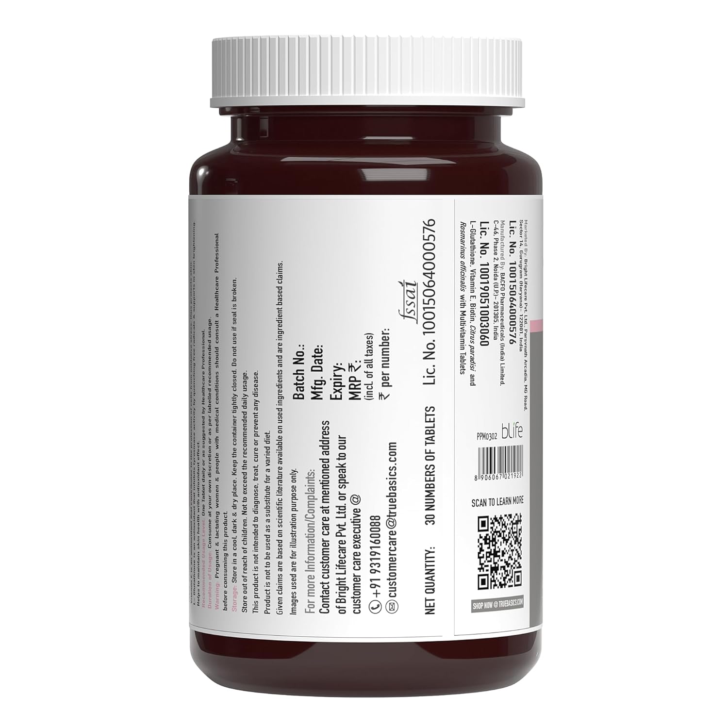 Vitamin supplement bottle with label on a white background