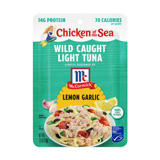 Chicken of the Sea Wild Caught Light Tuna, Lemon Garlic, 2.5 oz
