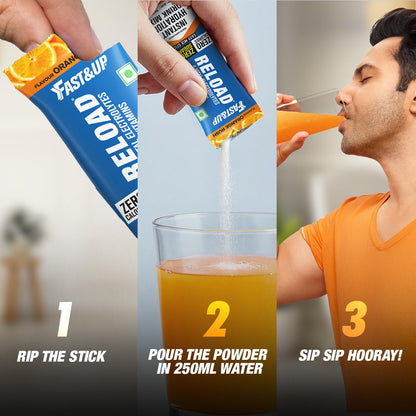 Fast&Up Reload Electrolytes Powder Sachets | Zero Added Sugar Hydration Drink with 5 Essential Electrolytes Vitamin C & B12 | Summer Heat, Workout Recovery, Travel & Wellness | Assorted Pack of 20 Sachets