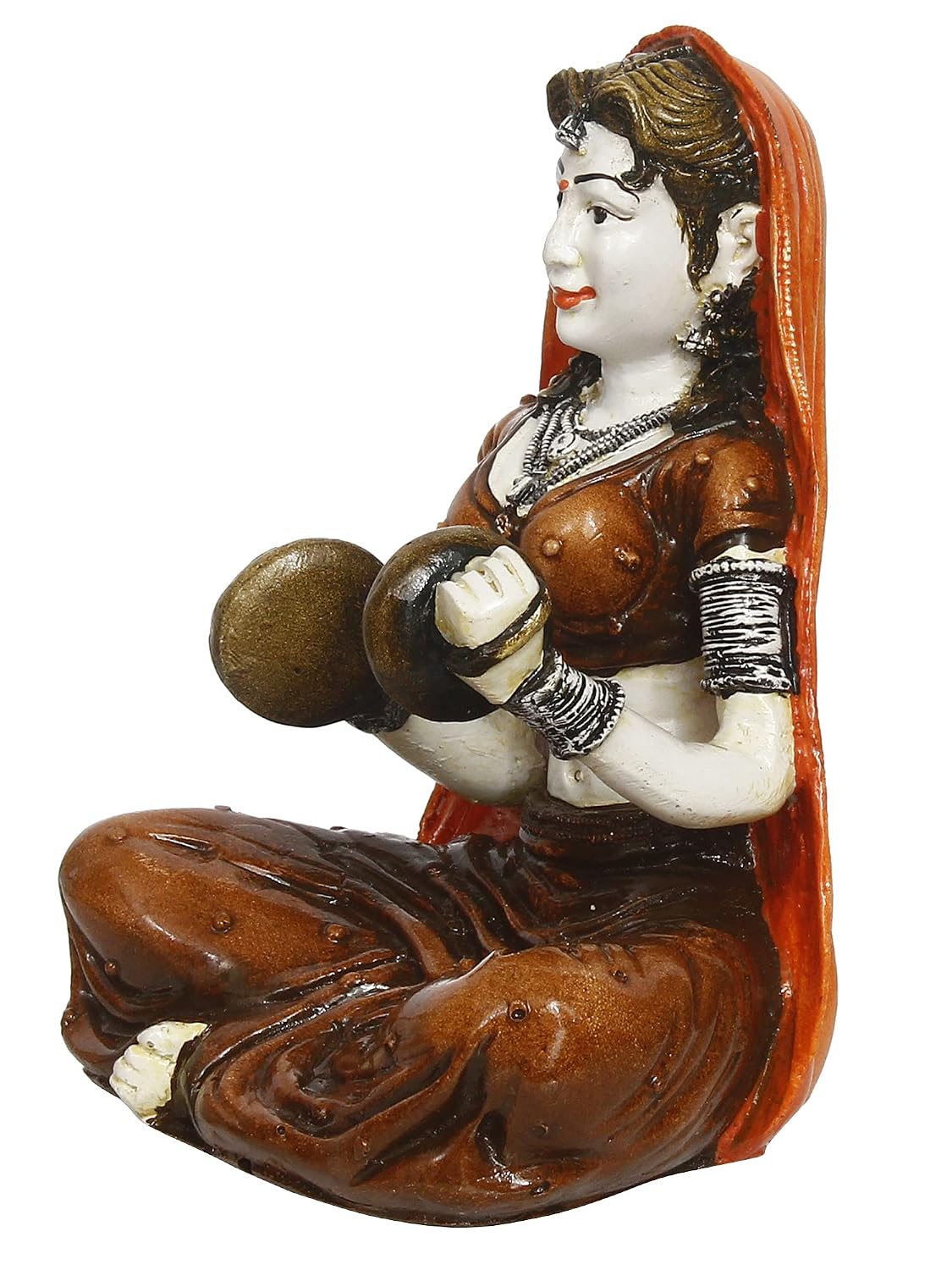 Resin Rajasthani Woman Statue Playing Hand Cymbals Showpiece for Home Decor Living Room Bedroom Office Desk Table TV Unit| Womens Day Gift For Ladies | Housewarming Birthday Gift For Women