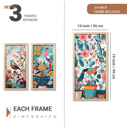 Aesthetic Modern Art Wall Painting Decorative Abstract Home Decoration Frame With For Living Room Bed Room Hotel Wall Decor Digital Reprint Engineered Wood Set of 3 (Art 7, 10x19 inch)
