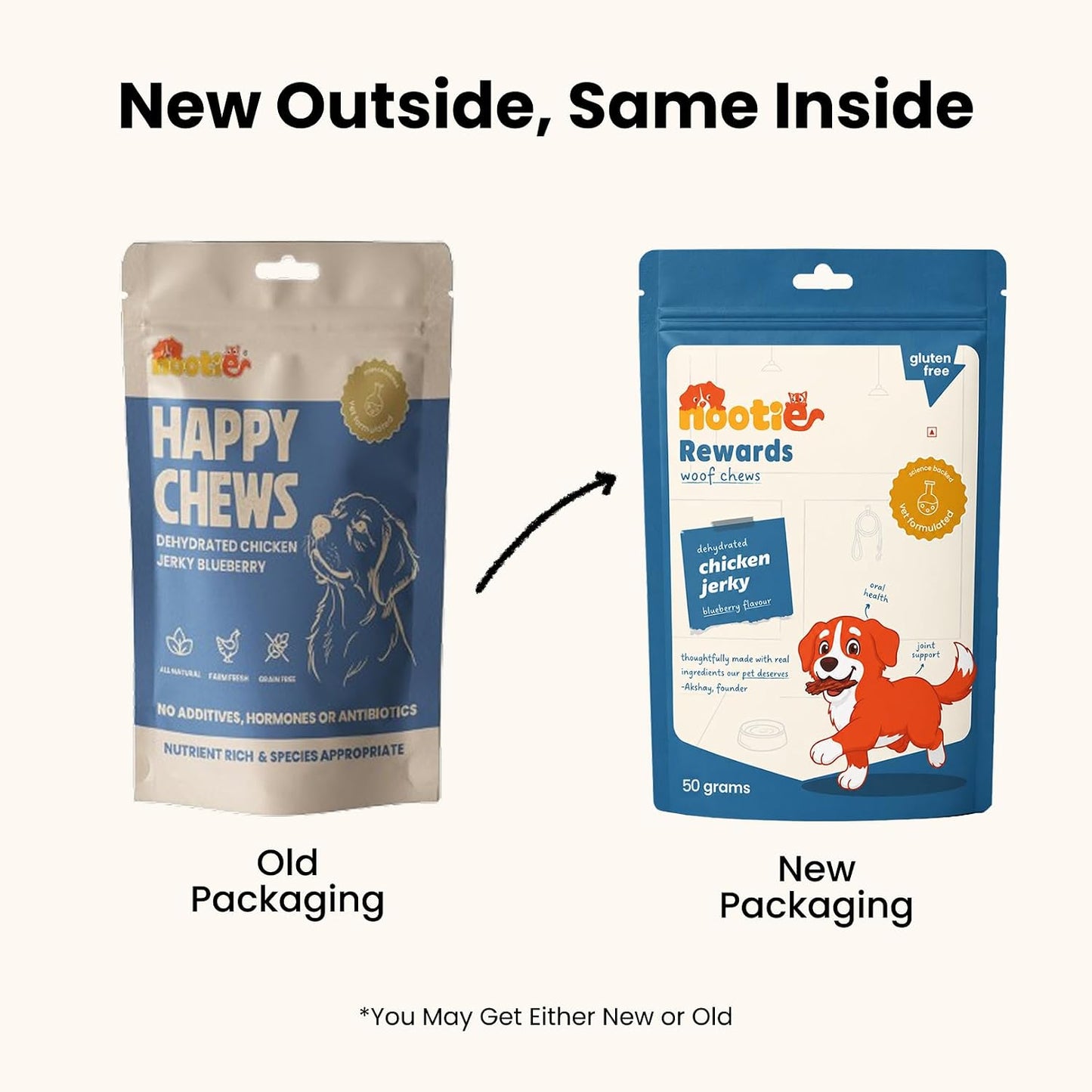 Nootie Happy Chews – Dehydrated Chicken Jerky Blueberry Dog Treats (50g) | All-Natural, Grain-Free Protein Snack