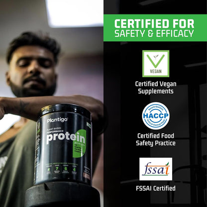 Plantigo Protein Powder 24g Plant Based Protein, 3g BCAA, 2g Leucine, 3g Fiber, 4x Fast Digestion, 95% Bioavailability, 3x Anti Oxidants, Anti Inflammatory, Vitamins, Minerals - Vanilla Flavored 500g