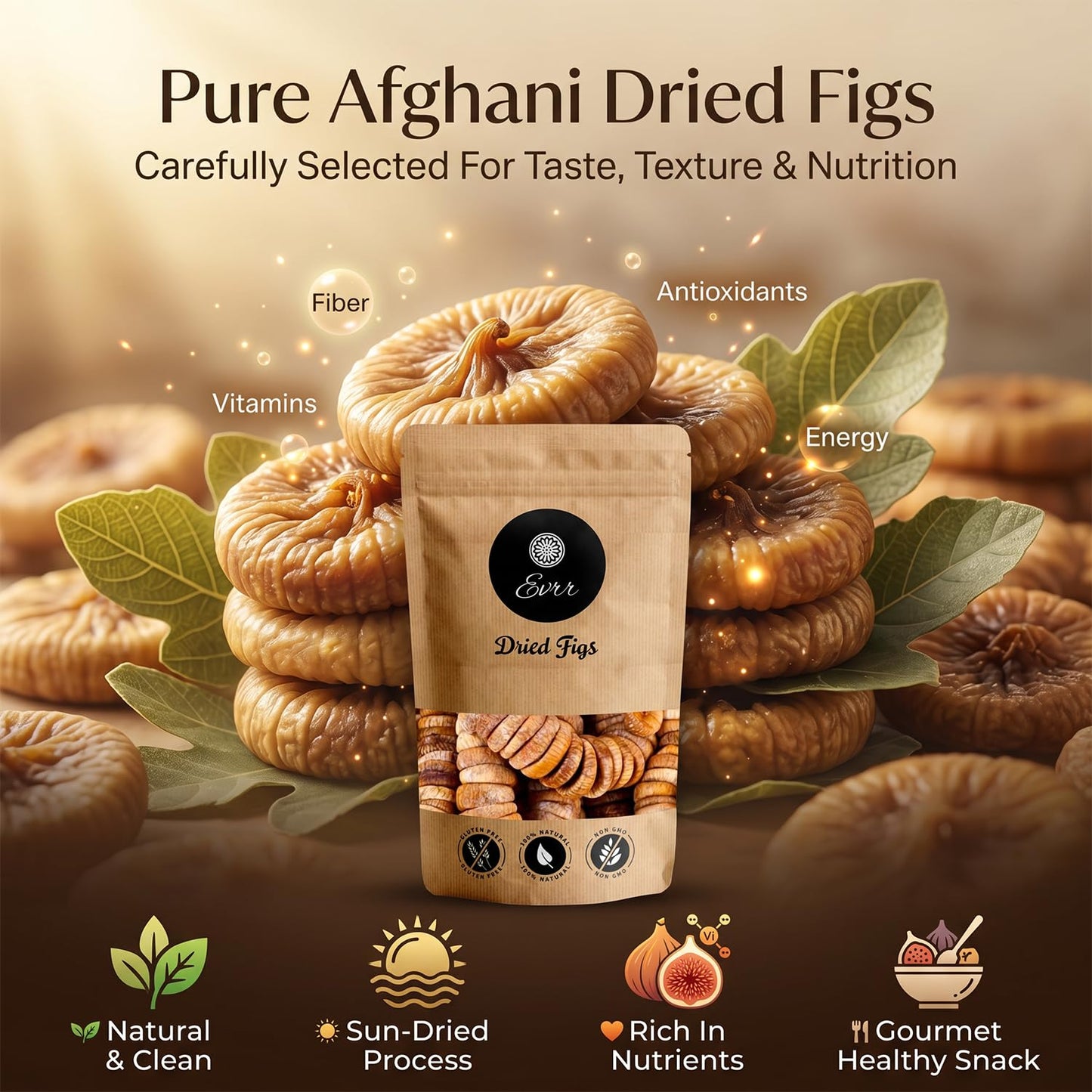 Evrr Premium Anjeer Dry Fruits 250g | Afghan Dried Figs | Natural Sun-Dried Fig | Rich in Fiber, Iron & Calcium | Healthy Snack