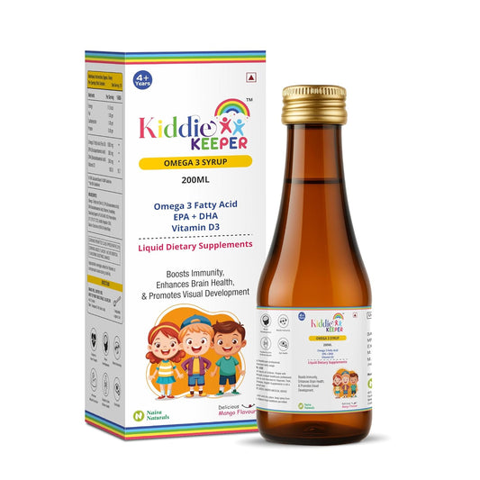 Omega-3 Fish Oil Syrup for Kids 4+ Years | DHA & EPA with Vitamin D3 | Mango Flavoured Liquid Supplement | No Added Sugar, No Preservatives | 200 ml