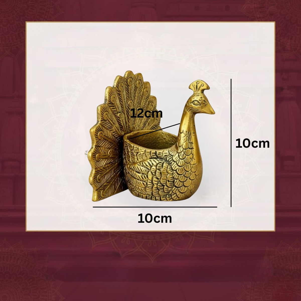 Kalakriti Aluminium Dancing Peacock Candle Holder for Good Luck | Tabletop Vastu Figurine Showpiece for Living Room Home Decor| Valentine Gift for Couples Anniversary Wedding (Candle not Included)