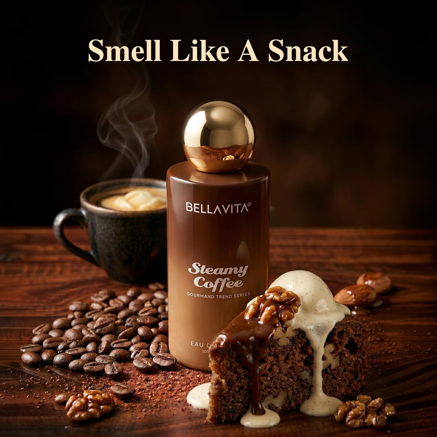 BELLAVITA Steamy Coffee | Long Lasting EDP | 100ml | Perfume for Man | Perfume for Woman | Smells Like a Fresh Brewed Coffee | Vanilla, Almond & Sandalwood | Premium Unisex Gourmand Fragrance