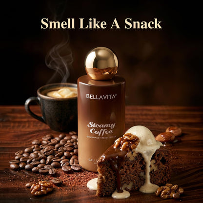 BELLAVITA Steamy Coffee | Long Lasting EDP | 100ml | Perfume for Man | Perfume for Woman | Smells Like a Fresh Brewed Coffee | Vanilla, Almond & Sandalwood | Premium Unisex Gourmand Fragrance