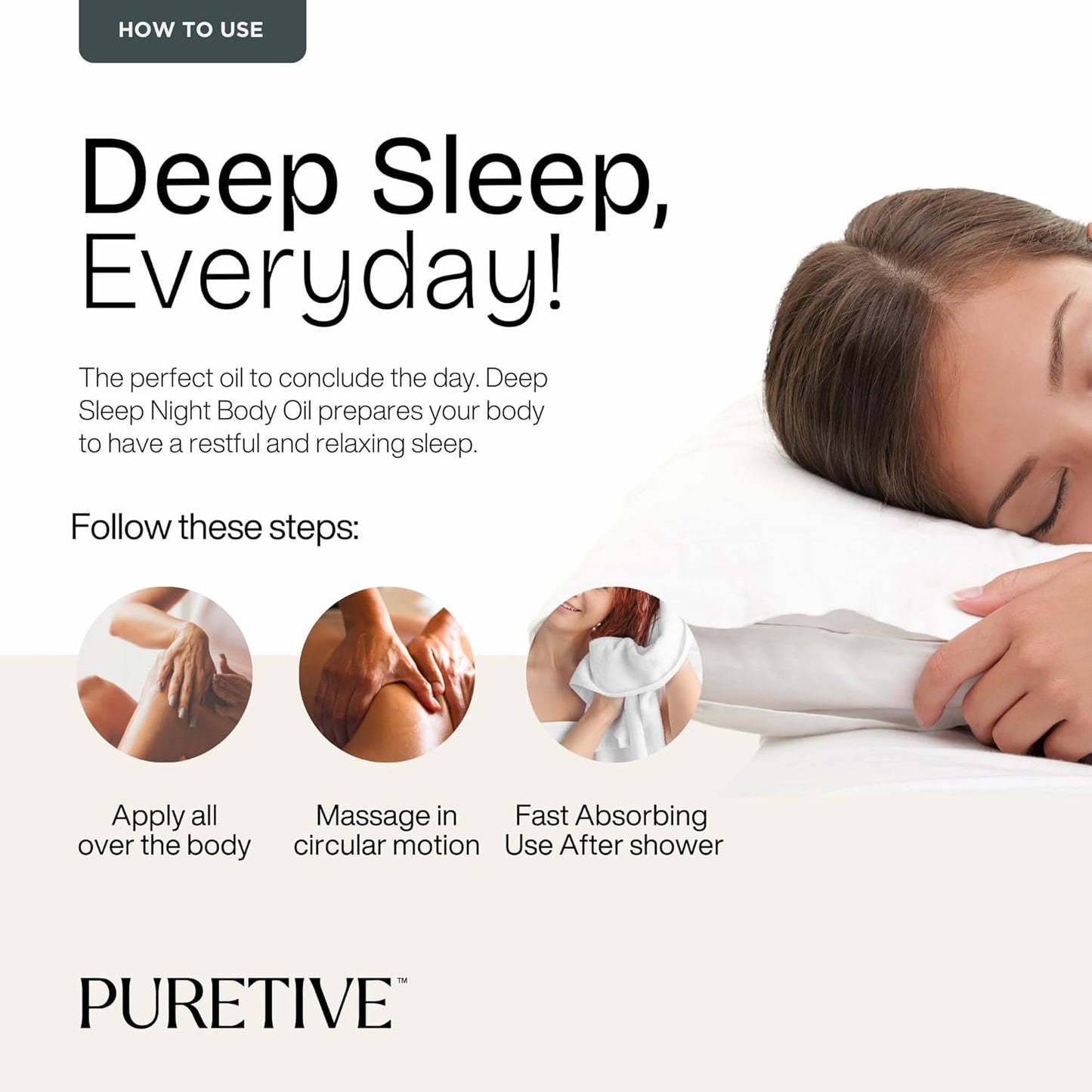 Puretive Deep Sleep Night Oil | Signature Blend of Essential Oils| Promotes a Good Night's Rest | Calms a Restless Mind & Body | Softens & Nourishes Skin | Pure Oil for Bedtime Anxiety Relief | 100ml