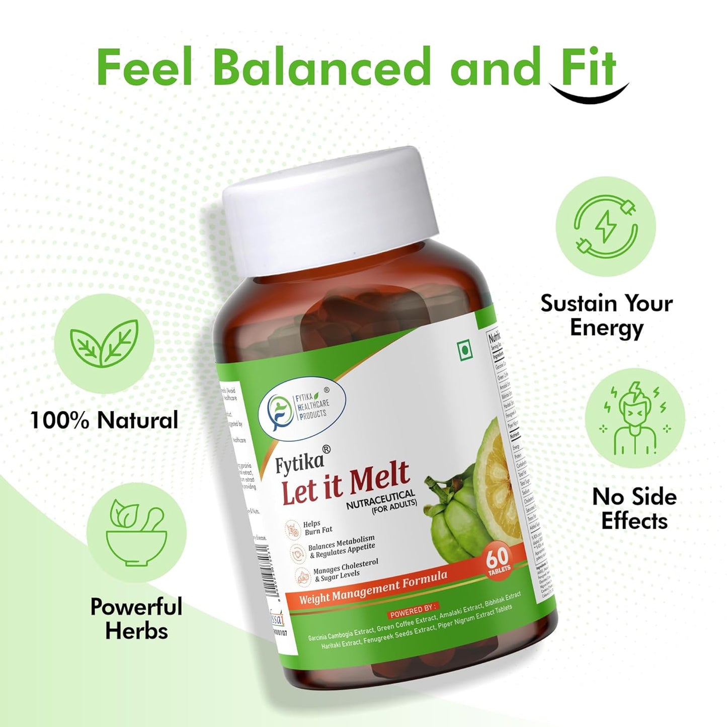 Fytika Let it Melt supplement bottle with green label on a white background