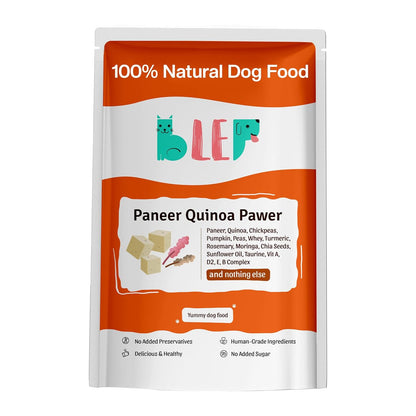 BLEP Fresh Dog Food (Wet) Human Grade, Grain Free|Paneer, Quinoa & Mixed Veggies|Omega 3, 6, Vitamin A, D, E, B|Zero Preservatives & Sugar|Easily Digestible|for All Dog Breeds|100g (Pack of 1)