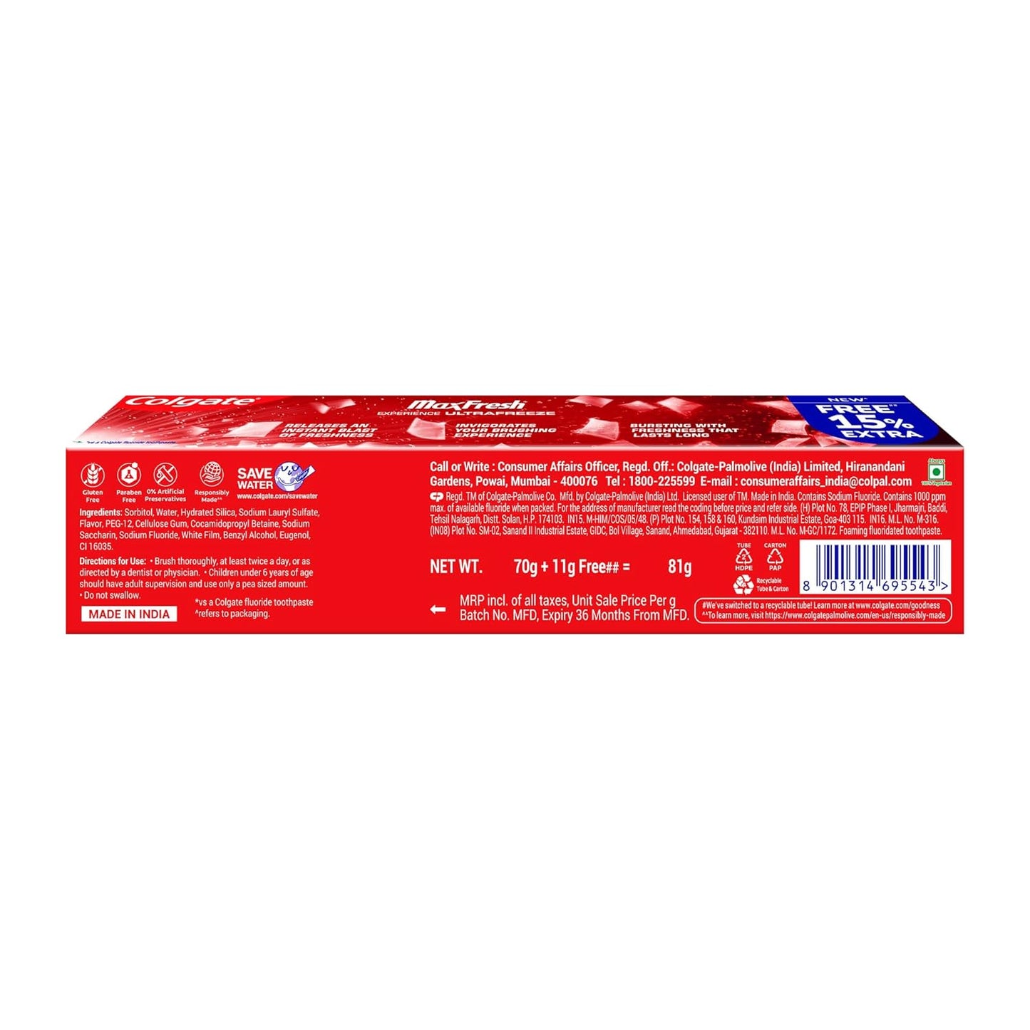 Colgate Toothpaste Maxfresh Spicy Fresh- 80 G (Red Gel)