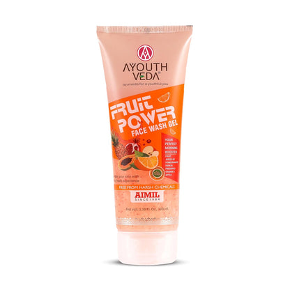 Ayouthveda Fruit Power Brightening Gel Face Wash | For Glowing Skin, Reduce Dark Spot & Blemishes | With Vitamins A, C & Antioxidants | 100ml (Pack of 1)
