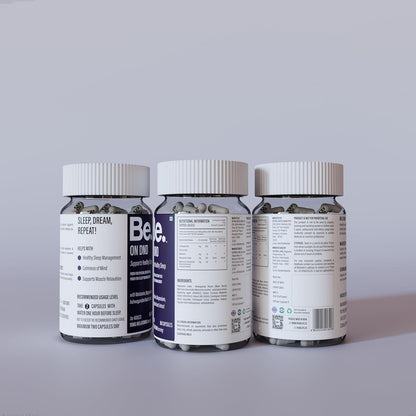 Be. On DND Natural Sleep Supplement | Ashwagandha Capsules with Melatonin, Magnesium Supplement & Chamomile | Non-Habit Forming Sleeping Tablets for Deep Sleep | 60 Veg Capsules- 30 Day Supply